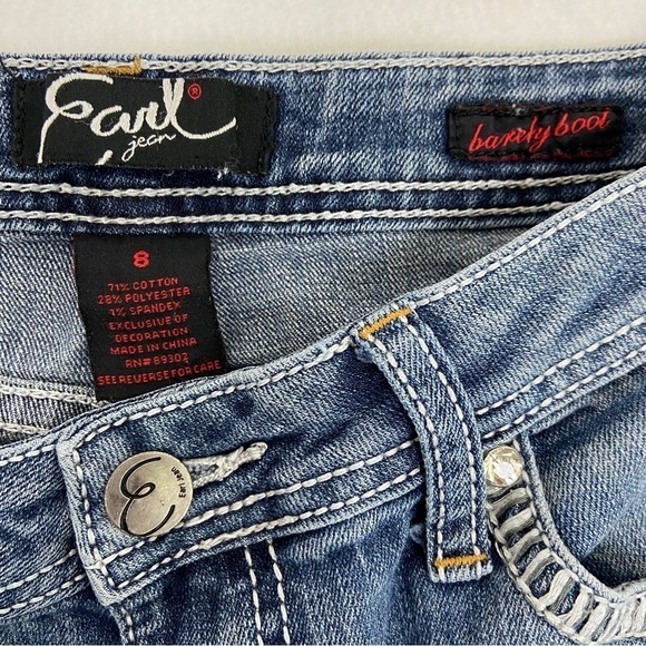 Earl Jeans Sz 8 Blue Barely Bootcut Embellished Embroidered Mid-rise Western - Picture 13 of 15